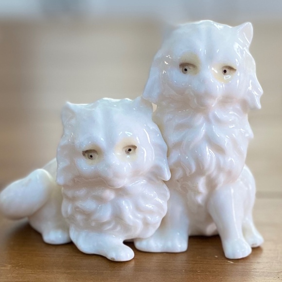 Vintage Lenwile Ardalt Verithin Japanese Porcelain White Cats figurine - Picture 8 of 10